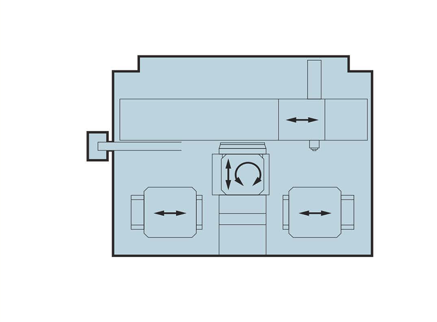 Unattended operation layout with Rotary Table equipped with pallet changer