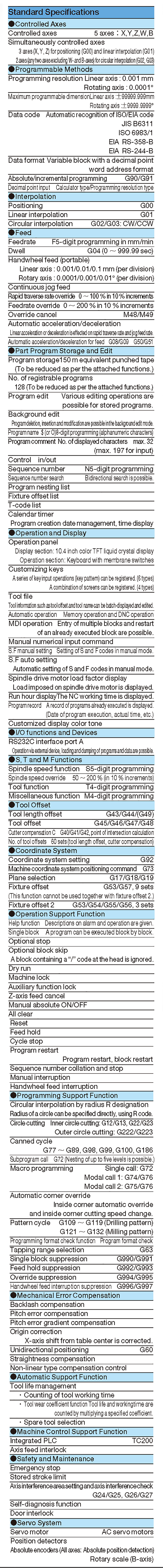 CNC System Specifications TOSNUC 999