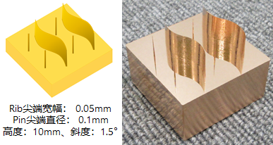 放电加工用微细形状铜电极 超薄侧壁和定位销