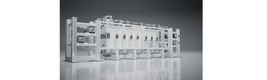 「炭素繊維強化熱可塑性プラスチック（CFRTP）中間基材連続成形システム」画像