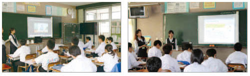 Junior high school visit for providing career information sessions